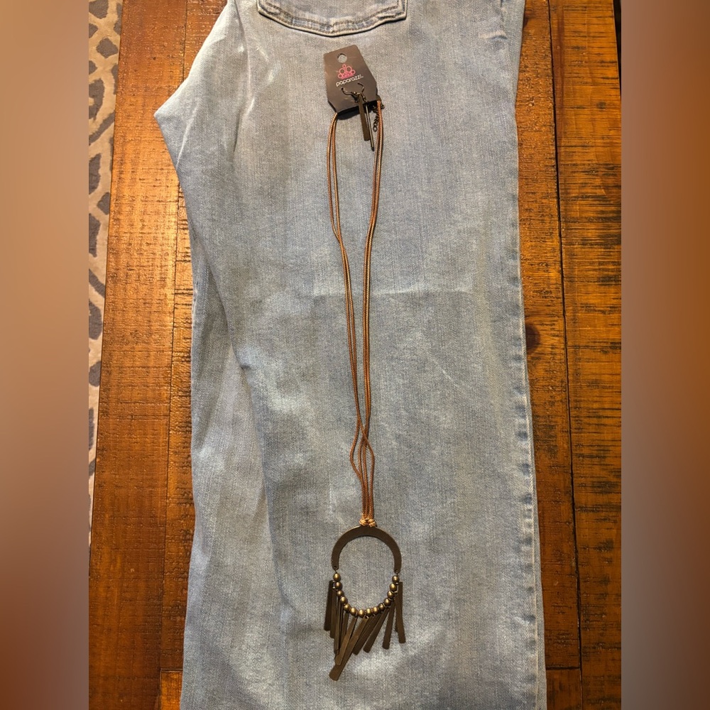 Paparazzi Bronze Long Necklace and Earrings